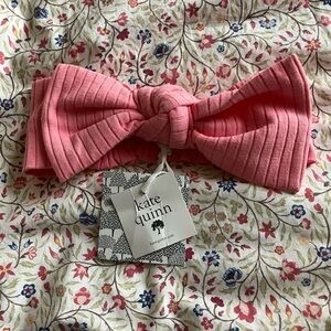 Kate Quinn large bow headband | vintage pink | organic cotton wide rib - XL